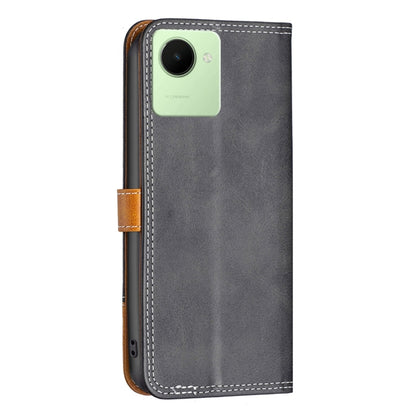 Color Matching Double Sewing Thread Leather Phone Case, For Realme C30