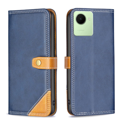 Color Matching Double Sewing Thread Leather Phone Case, For Realme C30