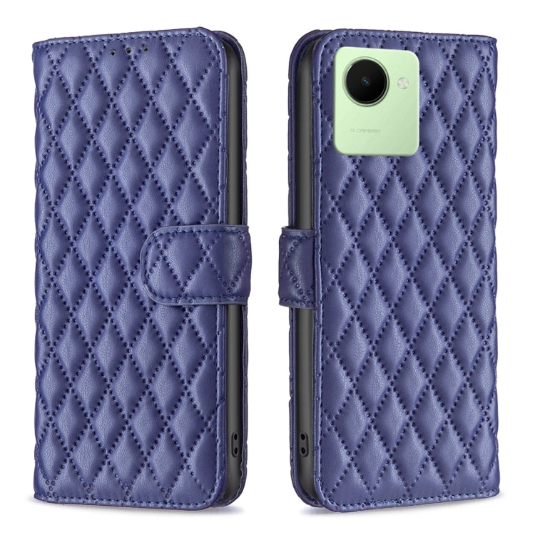 Diamond Lattice Wallet Leather Flip Phone Case, For Realme C30