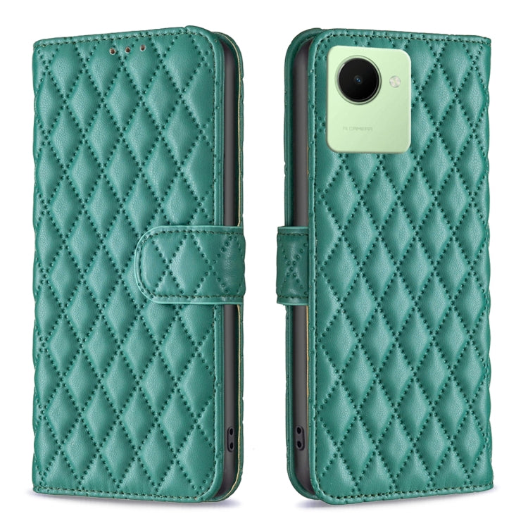 Diamond Lattice Wallet Leather Flip Phone Case, For Realme C30
