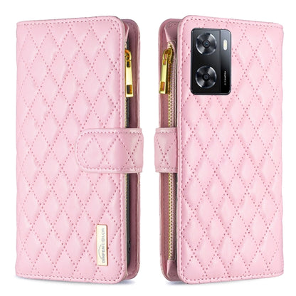 Diamond Lattice Zipper Wallet Leather Flip Phone Case, For Motorola Moto G42 4G, For Motorola Moto G62, For Nothing Phone 1, For OPPO A57 4G
