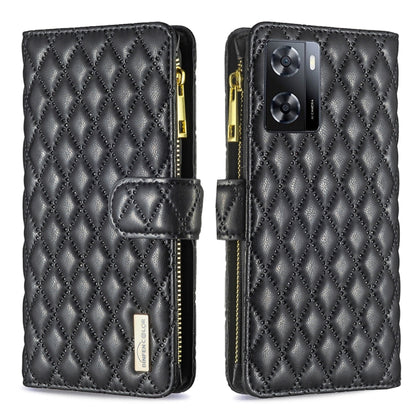 Diamond Lattice Zipper Wallet Leather Flip Phone Case, For Motorola Moto G42 4G, For Motorola Moto G62, For Nothing Phone 1, For OPPO A57 4G