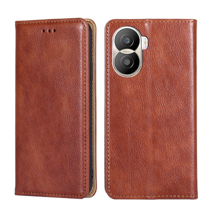Gloss Oil Solid Color Magnetic Leather Phone Case, For Honor X40i