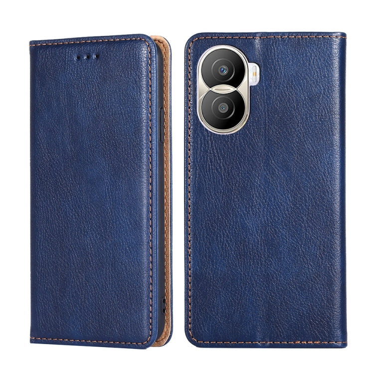 Gloss Oil Solid Color Magnetic Leather Phone Case, For Honor X40i