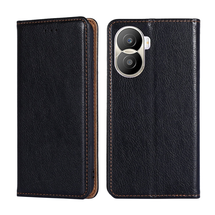 Gloss Oil Solid Color Magnetic Leather Phone Case, For Honor X40i