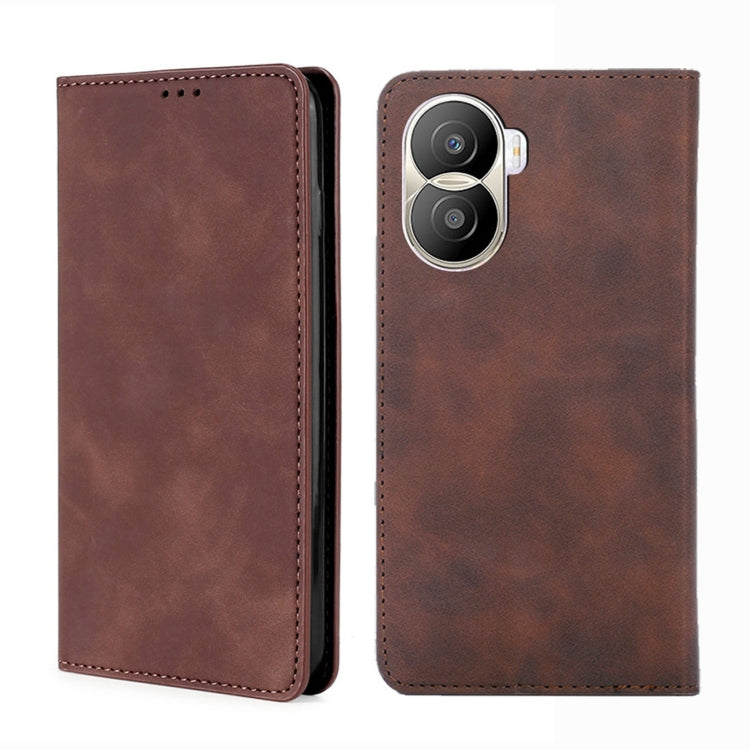 Skin Feel Magnetic Horizontal Flip Leather Phone Case, For Honor X40i