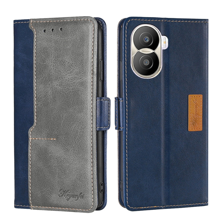Contrast Color Side Buckle Leather Phone Case, For Honor X40i