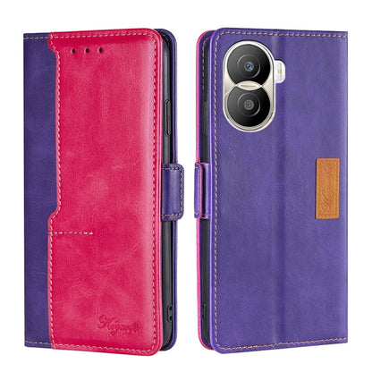 Contrast Color Side Buckle Leather Phone Case, For Honor X40i