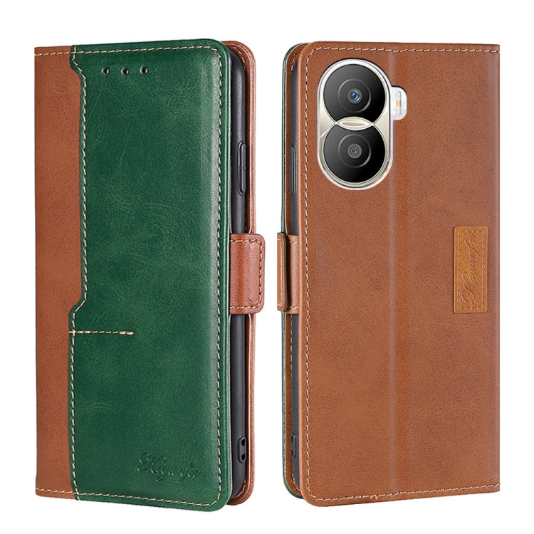 Contrast Color Side Buckle Leather Phone Case, For Honor X40i