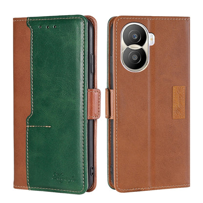 Contrast Color Side Buckle Leather Phone Case, For Honor X40i