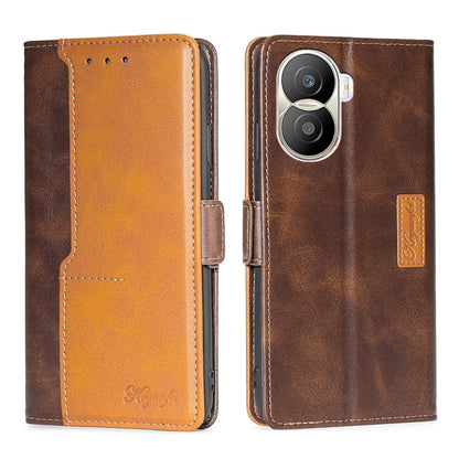 Contrast Color Side Buckle Leather Phone Case, For Honor X40i
