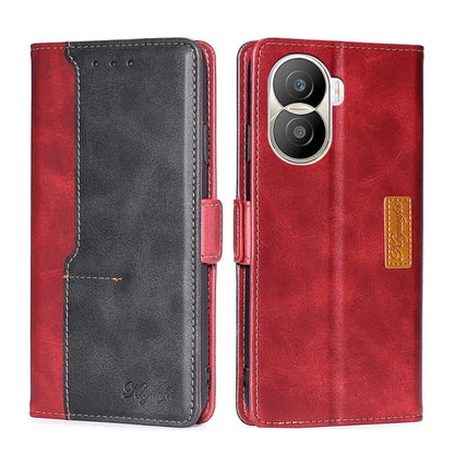 Contrast Color Side Buckle Leather Phone Case, For Honor X40i