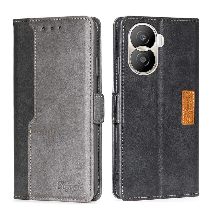Contrast Color Side Buckle Leather Phone Case, For Honor X40i