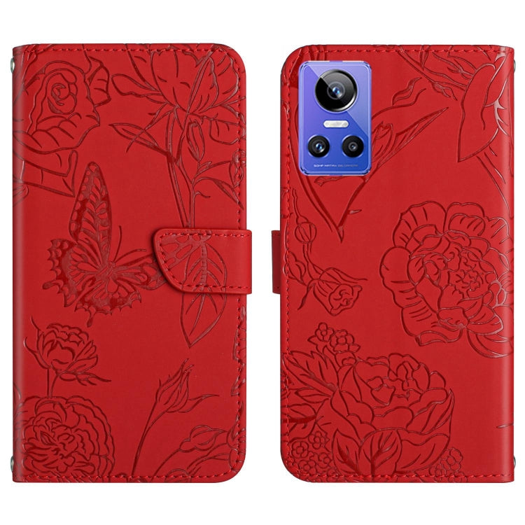HT03 Skin Feel Butterfly Embossed Flip Leather Phone Case, For Realme GT Neo2, For Honor 70, For Realme GT Neo 3