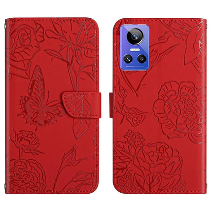 HT03 Skin Feel Butterfly Embossed Flip Leather Phone Case, For Realme GT Neo2, For Honor 70, For Realme GT Neo 3