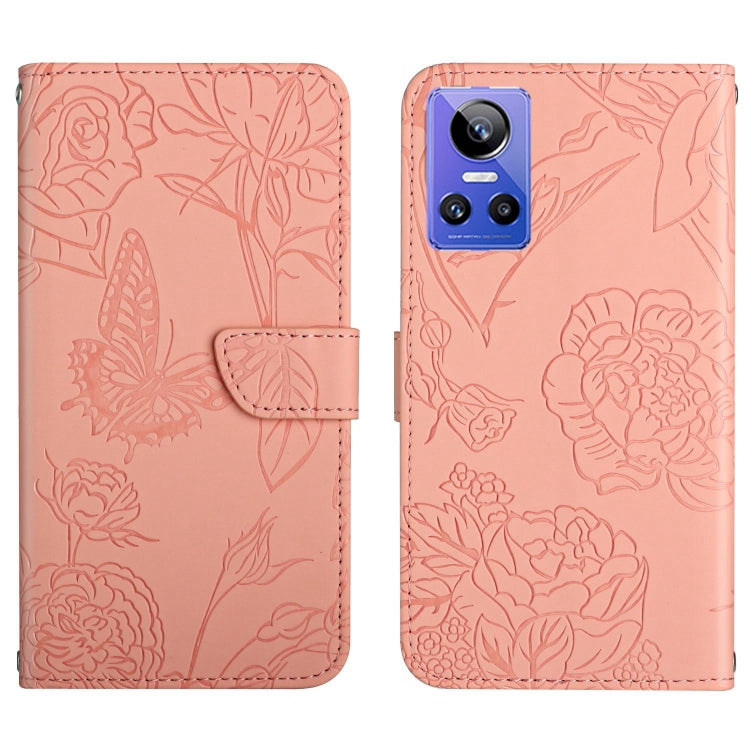 HT03 Skin Feel Butterfly Embossed Flip Leather Phone Case, For Realme GT Neo2, For Honor 70, For Realme GT Neo 3