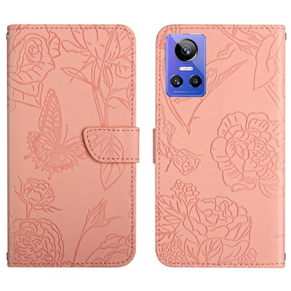 HT03 Skin Feel Butterfly Embossed Flip Leather Phone Case, For Realme GT Neo2, For Honor 70, For Realme GT Neo 3