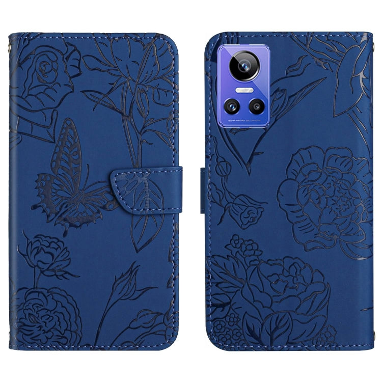 HT03 Skin Feel Butterfly Embossed Flip Leather Phone Case, For Realme GT Neo2, For Honor 70, For Realme GT Neo 3