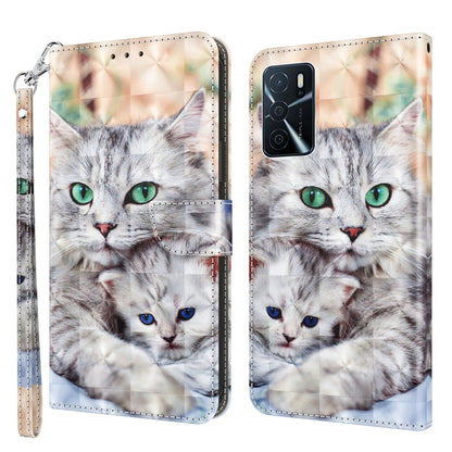 3D Painted Leather Phone Case, For OPPO A16 / A16s / A54s, For OPPO A54 5G / A74 5G, For OPPO A94 5G / A95 5G