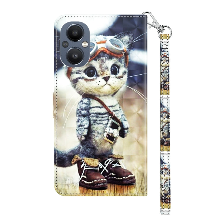 3D Painted Leather Phone Case, For OPPO A96 5G / Reno7 Z