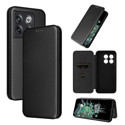 Carbon Fiber Texture Flip Leather Phone Case, For Xiaomi Redmi K50 Ultra, For OnePlus 10T 5G
