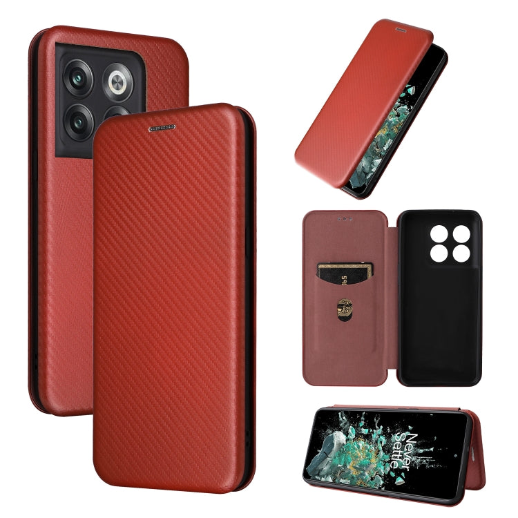 Carbon Fiber Texture Flip Leather Phone Case, For Xiaomi Redmi K50 Ultra, For OnePlus 10T 5G