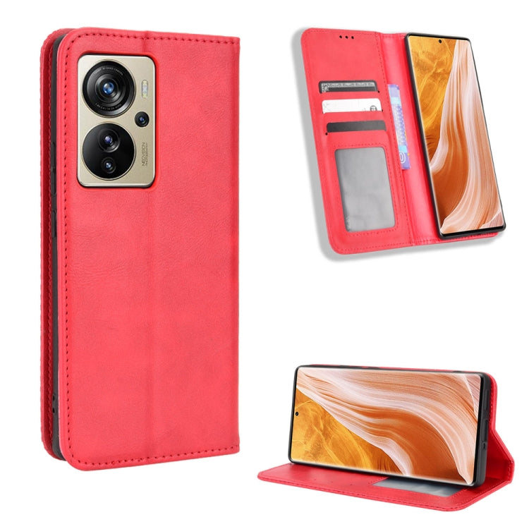 Magnetic Buckle Retro Texture Leather Phone Case, For ZTE Nubia Z40S Pro, For ZTE Axon 40 Pro