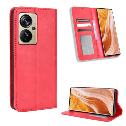 Magnetic Buckle Retro Texture Leather Phone Case, For ZTE Nubia Z40S Pro, For ZTE Axon 40 Pro