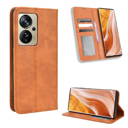 Magnetic Buckle Retro Texture Leather Phone Case, For ZTE Nubia Z40S Pro, For ZTE Axon 40 Pro