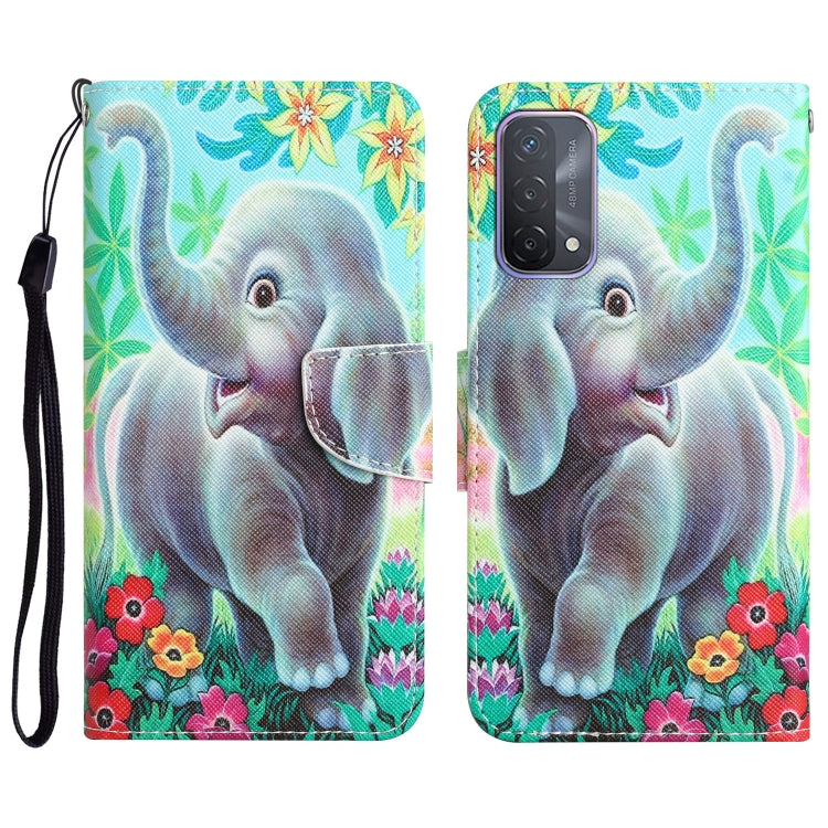 Colored Drawing Leather Phone Case, For OPPO A93 5G