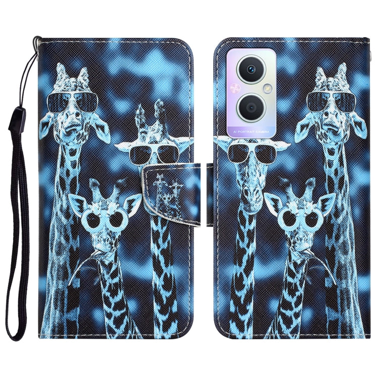 Colored Drawing Leather Phone Case, For OPPO A96 5G