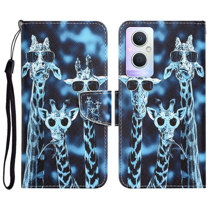 Colored Drawing Leather Phone Case, For OPPO A96 5G