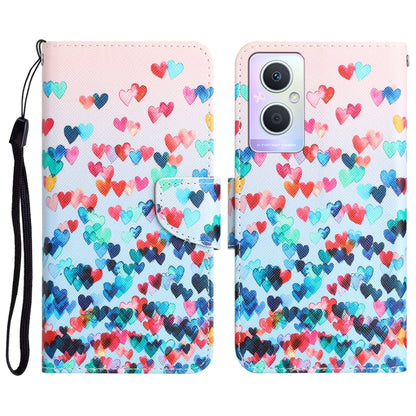 Colored Drawing Leather Phone Case, For OPPO A96 5G