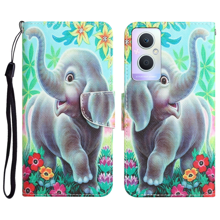 Colored Drawing Leather Phone Case, For OPPO A96 5G