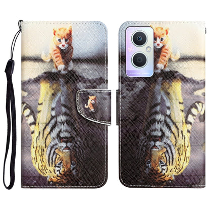 Colored Drawing Leather Phone Case, For OPPO A96 5G