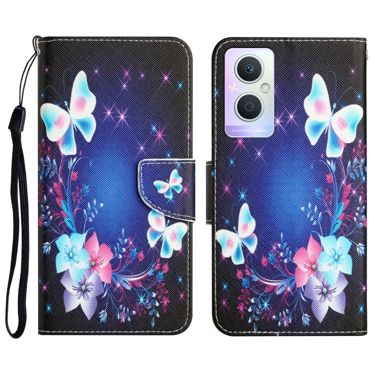 Colored Drawing Leather Phone Case, For OPPO A96 5G