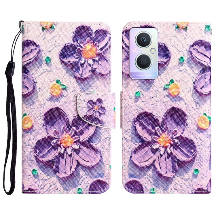 Colored Drawing Leather Phone Case, For OPPO A96 5G