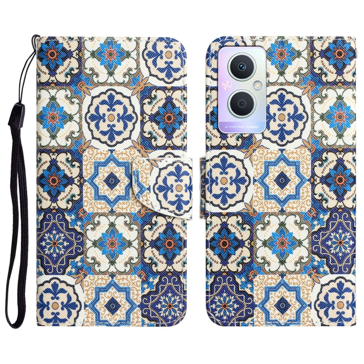 Colored Drawing Leather Phone Case, For OPPO A96 5G