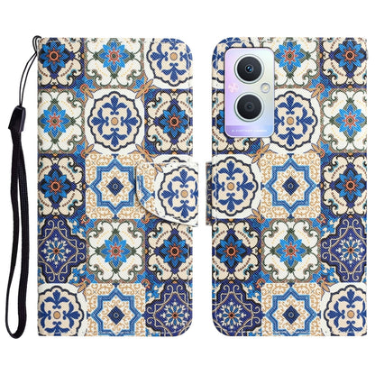 Colored Drawing Leather Phone Case, For OPPO A96 5G