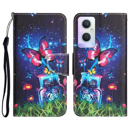 Colored Drawing Leather Phone Case, For OPPO A96 5G