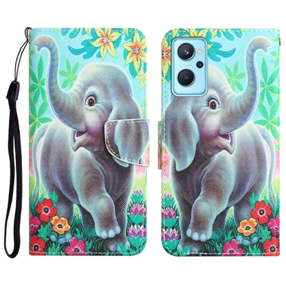 Colored Drawing Leather Phone Case, For Realme 9i / OPPO A96 4G