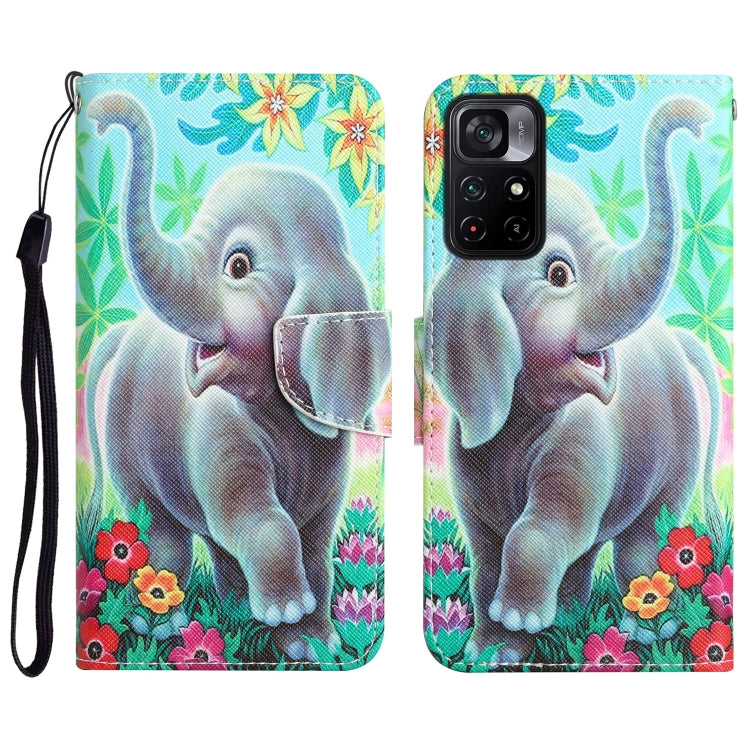 Colored Drawing Leather Phone Case, For Xiaomi Poco M4 Pro 5G