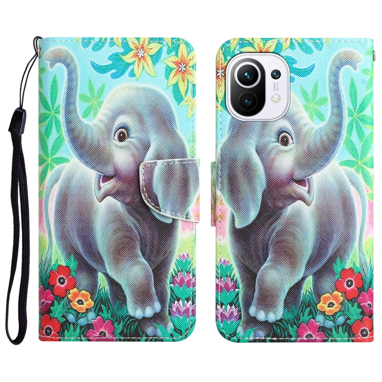 Colored Drawing Leather Phone Case, For Xiaomi Mi 11 Lite