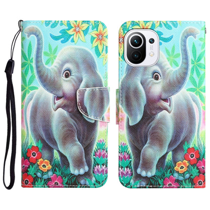 Colored Drawing Leather Phone Case, For Xiaomi Mi 11 Lite