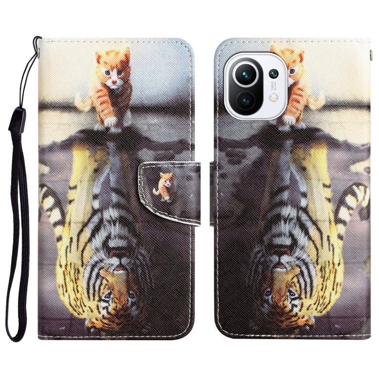 Colored Drawing Leather Phone Case, For Xiaomi Mi 11 Lite
