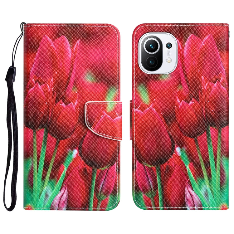 Colored Drawing Leather Phone Case, For Xiaomi Mi 11 Lite