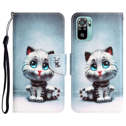 Colored Drawing Leather Phone Case, For Xiaomi Redmi Note 10 4G
