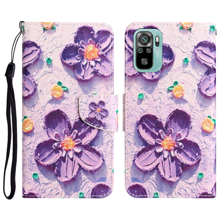 Colored Drawing Leather Phone Case, For Xiaomi Redmi Note 10 4G