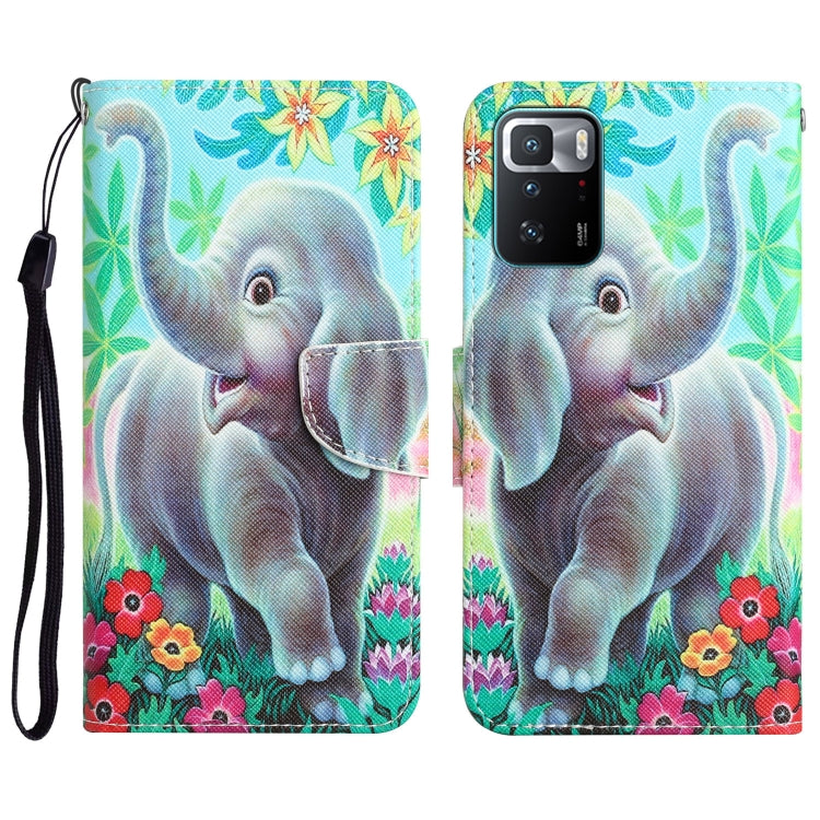 Colored Drawing Leather Phone Case, For Xiaomi Redmi Note 10 Pro 5G