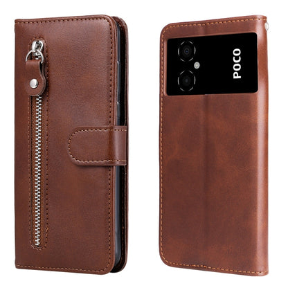Calf Texture Zipper Leather Phone Case, For Xiaomi Poco M4 5G